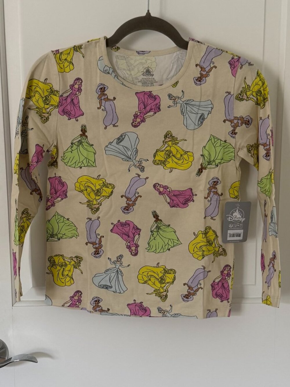 NWT Disney Store Girls Long Sleeve Allover Princess PrintBelle Jasmine Tiana etc